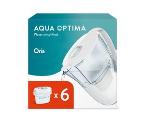 Oria Water Filter Jug White 2.8L with 6 Filter Cartridges by Aqua Optima Evolve+