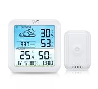 ORIA Weather Station with Outdoor Sensor, Temperature & Humidity Monitor | Min/Max Record, 10s Refresh, Alarm Clock, Color Display, Date & Weather Forecast, Mini Weather Station for Room and Office