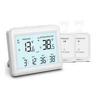 ORIA Wireless Fridge Freezer Thermometer, 2 Sensors, Alarm, 3.7-Inch LCD | 0°C to 15°C Fridge Range, -40°C to 0°C Freezer Range, 24-Hour or All-Time Max/Min Records, Backlight, Stand and Hook