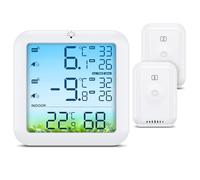 ORIA Wireless Fridge Freezer Thermometer, 2 Sensors, Temperature Alarm | Humidity Monitoring, 100m Range, Max/Min Records, Colour Display, USB or AAA Power, for Kitchen, Home, Restaurant