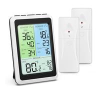 ORIA Wireless Fridge Freezer Thermometer with 2 Sensors, Colour LCD Display & Smart Temperature Alerts, Min/Max Records, for Refrigerator, Home, Kitchen, Restaurant