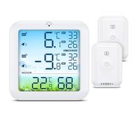 ORIA Wireless Fridge Thermometer, Digital Refrigerator Thermometer with 2 Sensors, Color Display, Max/Min Values, Alarm, USB/Battery Powered Freezer Temperature Sensor for Home