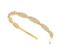 Oriamour Flower Design Rhinestone Crystal Wedding Headband Bridal Headpieces Simple Design Bridal Headband (Gold)