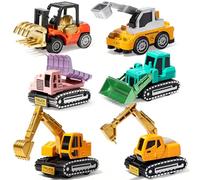 Oriate Diecast Construction Trucks Toys For Boys Girls Age 3 4 5 6 Years Old, Pull Back Cars Set For Engineering Kids,Sandbox Travel Mini Metal Toy Truck Excavator, Christmas Birthday Class Kids Gifts