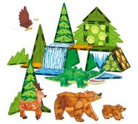 Oriate Magnet Jungle Animals Magnetic Tiles Blocks, 5pcs Movable Joint Forest Animals with Magnetic Building Construction Magnet Tiles, Bear Eagle Deer Kis Educational Animal Travel Toy Set