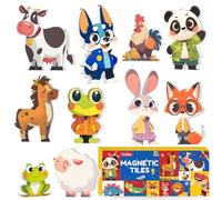 Oriate Magnetic Tiles Farm Animal Figures Characters Toys, 10pcs Magnet Farm Animals Construction Tiles Compatible for Kids Magnet Tile Blocks Building Pretend Play STEM Educational Toy