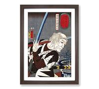 Oribe Yahei Kanamaru by Utagawa Kuniyoshi Framed Print | A2 Walnut Framed Wall Art | Ready to Hang | Modern Nature Picture | Living Room Bedroom Lounge Office