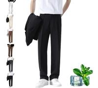 Oribloom Mens Pants Nonmaze Airflexion Pull on Ice Silk Comfort Everyday Pants Non Maze Air Flexion Stretch Smart Casual Pant (Black,XXL)