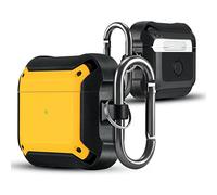 ORIbox Armor Case Design for AirPods Pro Case, Daul Protection with Keychain Wireless Charging Support AirPods Protecter - Black & Bumblebee Yellow ER400001