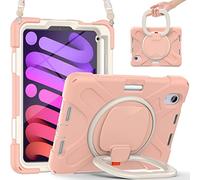 ORIbox Commute Case for iPad mini 6, Heavy Duty Rugged Protective, 3 in 1 Shockproof Bumper with 360° Ring Holder Kickstand, Commute Rose Gold