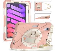 ORIbox Corsair Case for iPad mini 6, Heavy Duty Rugged Protective, 3 in 1 Shockproof Bumper with 360° Kickstand/Hand Strap,Corsair Pink