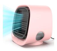 Oribreeze Air Conditioning, Oribreeze Air Cooler, Portable Air Conditioner, Evaporative Air Cooler with 3 Wind Speeds & LED Night Light, Humidifier Air Cooling Fan for Home, Office, Bedroom (Pink)