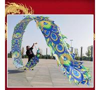 ORICALCHASM Blue Peacock Dragon Flag Outdoor Flutter, Park Juggler Dancer Silk Flutter Adult Game(10m)