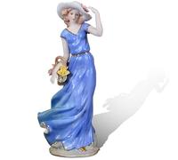 ORICALCHASM Desktop Decoration Figurine, Porcelain Basket Flower Girl Figurines Bouquet Statues Ceramic Sculpture(B)