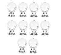 ORICALCHASM Diamond Crystal Handle, 10 pcs Furniture Drawer Handles and knobs,Door Knobs for Wardrobes Single Hole Round Furniture Gift Box Storage Box Drawer Crystal Handle(Silver Bottom,20mm)