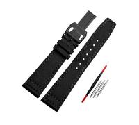 ORICALCHASM Watch Bands, Nylon + Leder Armband 20mm 21mm 22mm Canvas Uhr Armband Herrenuhr Zubehör(Black Black Buckle,22mm)