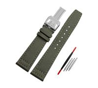 ORICALCHASM Watch Bands, Nylon + Leder Armband 20mm 21mm 22mm Canvas Uhr Armband Herrenuhr Zubehör(Green Silver Buckle,21mm)