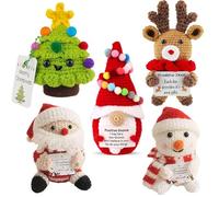 Orichane Christmas Emotional Support Gifts, 5PCS Handmade Crochet Animals Set with Positive Card, Inspirational Relaxation Gift for Women, Men, Parents, Teacher, Friend & Coworker