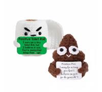Orichane Funny Positive Poop Crochet Dolls Toilet Paper for Adults Whimsical Desk Decor for Office Home Inspirational Gift Set for Christmas Birthday Women, Men, Friends & Coworkers