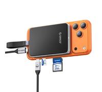 ORICO 10Gbps Magnetic M.2 NVMe SSD Enclosure with USB-C Dock Compatible for Phone 17/16/15 Pro/Max/Plus ProRes Recording TF/SD Card Slot PD 100W for 2230/2242/2260/2280 B+M M-Key Diskless AP80F Black