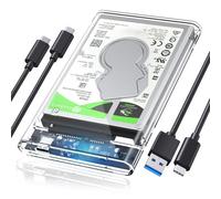 ORICO 2.5 USB C Enclosure 3.1 HDD External Enclosure SATA III to Gen2 Thunderbolt 3 Drive Case Transparent Tool-Free for 7/9.5mm SSD Support UASP Up to 4TB Compatible with Seagate WD Samsung PS4 Xbox