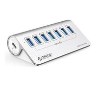 ORICO 7 Port USB Hub 10Gbps， Aluminium USB 3.2 Gen 2 Hub with 32 Degree Angled Design， Includes USB C Cable and Adapter for PC Mac Windows Linux Android
