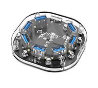 ORICO 7-Port USB3.0 Hub Transparent HUB with Rapid Transmission & Dual Power Supply Support Windows, Mac OS, Linux Systems etc with 1M Cable