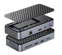 ORICO 9-in-1 USB C Hub with 10Gbps M.2 NVMe SSD Enclosure, Tool Free Docking Station with Built-in Fan, Gigabit Ethernet, 100W PD, SD/TF, 2 * 5Gbps USB A, 10Gbps C & A-M2P7