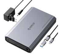 ORICO Aluminum 3.5 Hard Drive Enclosure with USB 3.2 Gen 2 6Gbps Transfer Speed, Fit for 3.5/2.5 Inch SATA HDD SSD Up to 20TB, USB C to USB C/A 2 in 1 Cable Compatible with MacBook Windows(DD35-C3)