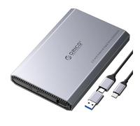 ORICO Aluminum USB C Hard Drive Enclosure for 2.5 Inch SATA SSD/HDD, USB 3.2 GEN 2 USB C to USB A/C 2 in 1 Cable, Support macOS Windows Linux OS, Compatible with Samsung Crucial WD Drives(DD25-C3)