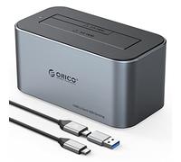 ORICO Hard Drive Docking Station, Aluminum USB C to SATA 3.0 (Real 6 Gbps) Hard Drive Enclosure with UASP for 2.5 or 3.5 Inch HDD with 12V 2A Power Supply, 18TB Support, Gray (6616C3)