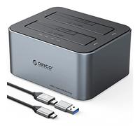 ORICO Hard Drive Docking Station with Offline Clone, Aluminum Alloy Dual Bay USB C to SATA Hard Drive Dock Holder for 2.5 or 3.5 Inch HDD 36TB UASP Support,Gray (6626C3-C)