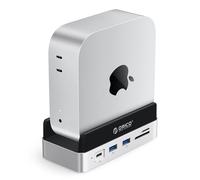 ORICO MiniDock Compatibility with Mac Mini M4, 10-in-1 Aluminum USB C Hub with M.2 SSD Enclosure, 10Gbps USB-C & USB-A, 4K HDMI, Gigabit Ethernet, SD/TF Card Readers-VS10