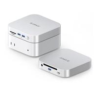 ORICO MiniLink Mac Mini Hub & Stand with 40Gbps NVMe SSD Enclosure, 2 * 4TB M.2 NVMe SSD Enclosure, Aluminum Mac Mini M4 Dock, 3 * 10Gbps USB-A Ports, 4.0 SD/TF Card Readers- M47P