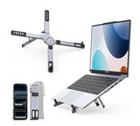 ORICO Portable Laptop Stand for Travel & Desk, Ultra-Compact Foldable Aluminum 3-in-1 Riser for Laptop, Tablet & Phone, 5 Adjustable Heights, Compatible with MacBook/HP/Dell/iPad/iPhone - PN1 (Gray)