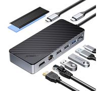 ORICO Portable M.2 SSD Docking Station, 8-in-1 USB C Hub with 4K HDMI, 100W PD, Gigabit Ethernet, 10Gbps USB-C/A for MacBook, Laptop, External Hard Drive Enclosure