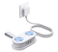 ORICO Travel Extension Lead with USB Slots, 2 Outlets 3 USB Ports (1 USB C), 3250W 13A Socket Extensions, Rollable Externsion Cord for Travel/Home/Office, Essentials Cruise Approved Power Strip-White