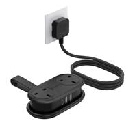 ORICO Travel Extension Lead with USB Slots, 2 Outlets 3 USB Ports (1 USB C), 3250W 13A Socket Extensions, Rollable Externsion Cord for Travel/Home/Office, Essentials Cruise Approved Power Strip-Black