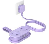 ORICO Travel Extension Lead with USB Slots, 2 Outlets 3 USB Ports (1 USB C), 3250W 13A Socket Extensions, Rollable Externsion Cord for Travel/Home/Office, Essentials Cruise Approved Power Strip-Purple