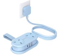 ORICO Travel Extension Lead with USB Slots, 2 Outlets 3 USB Ports (1 USB C), 3250W 13A Socket Extensions, Rollable Externsion Cord for Travel/Home/Office, Essentials Cruise Approved Power Strip - Blue