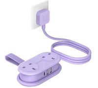 ORICO Travel Power Strip, 2 Outlets 3 USB Ports (1 USB C), 3250W 13A, Compact and Rollable Extension Cord for Hotel Travel Essentials Cruise Approved Power Strip - AP3 - Purple