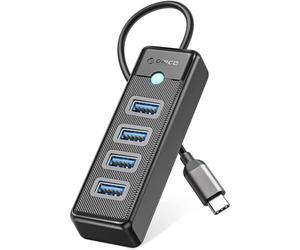 ORICO Type-C to USB-A 3.0 4-Port Ultra Slim USB Multiplier Hub Black