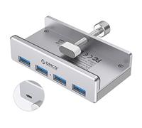 ORICO USB 3.0 Hub Clamp Adapter, Aluminum 4-Port Splitter with Extra Power Supply Port and 4.92 FT Data Cable, Ultra-Portable Expander for 2021 iMac/Laptop/PC