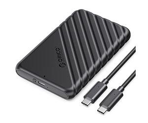 ORICO USB C Hard Drive Enclosure with USB C to C Cable for 2.5 inch SATA SSD HDD 6Gbps External Hard Drive Case Tool-free with UASP for MacBook Pro Air,Black (25PW1C-C3)