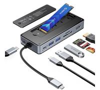 ORICO USB-C Hub with M.2 SSD Enclosure, 8-in-1 USB C Docking Station Fits M.2 NVMe/SATA SSD, 10Gbps, 4K@60Hz HDMI, 100W PD, SD/TF Card Reader - OM28P