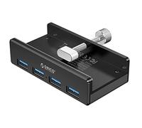 ORICO USB Hub Clip Type, 4 Port USB 3.0 Hub 5 Gbps Super Speed Mini Aluminium Data Hub with 150 cm Cable (A to A, White) for Monitors, Desks (Without Power Supply Connection), Black