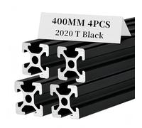 ORIDGIMan 4 Pack 15.75 inch 400 mm 2020 T Slot Aluminum Extrusion Profile European Standard Anodized Black Extruded Linear Rail Guide Frame for 3D Printer Laser Engraving Machine CNC Workbench DIY