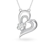 ORIDIO Diamond Heart Dog Paw Necklace for Women, 1/7 Carat D Colour, VVS Clarity, Cat Paw Print Pendant with Lab Created Diamonds