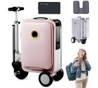 ORIDLECTAL Electric Suitcase - Ride-on Motorized Design; 93.6Wh Removable Battery (TSA Friendly), 12km/h Speed, USB Charging, 20" Carry on; for Business Travel, Airport Commute, Vacation Pink