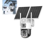 ORIDLECTAL Security Camera with Dual-Lens and 6MP HD Crystal Clarity, Solar Powered Security Camera with 25W Solar Panel, Outdoor Wireless CCTV with Full Color Night Vision for Home Security 128GB